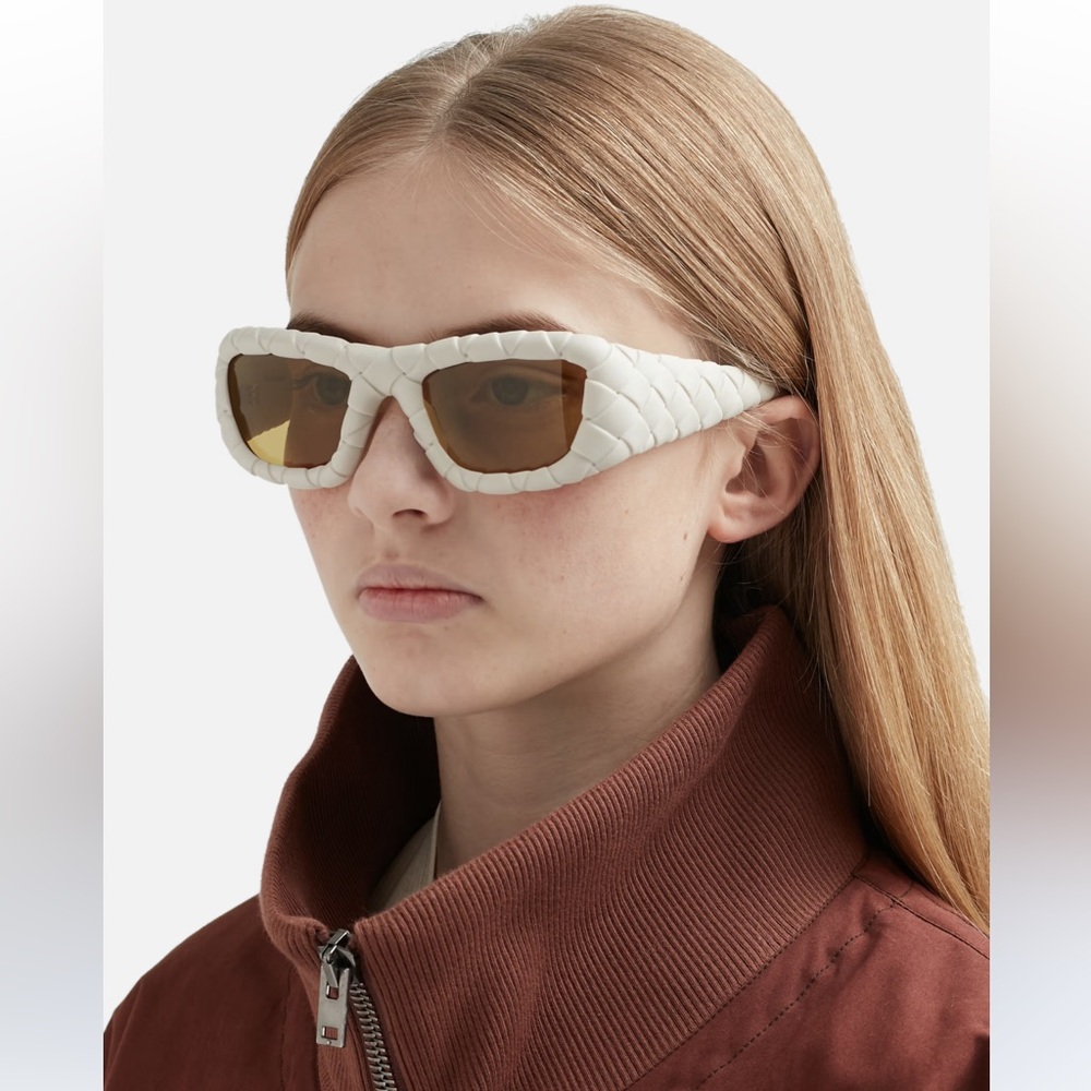 Bottega Veneta Intrecciato Rectangular Sunglasses